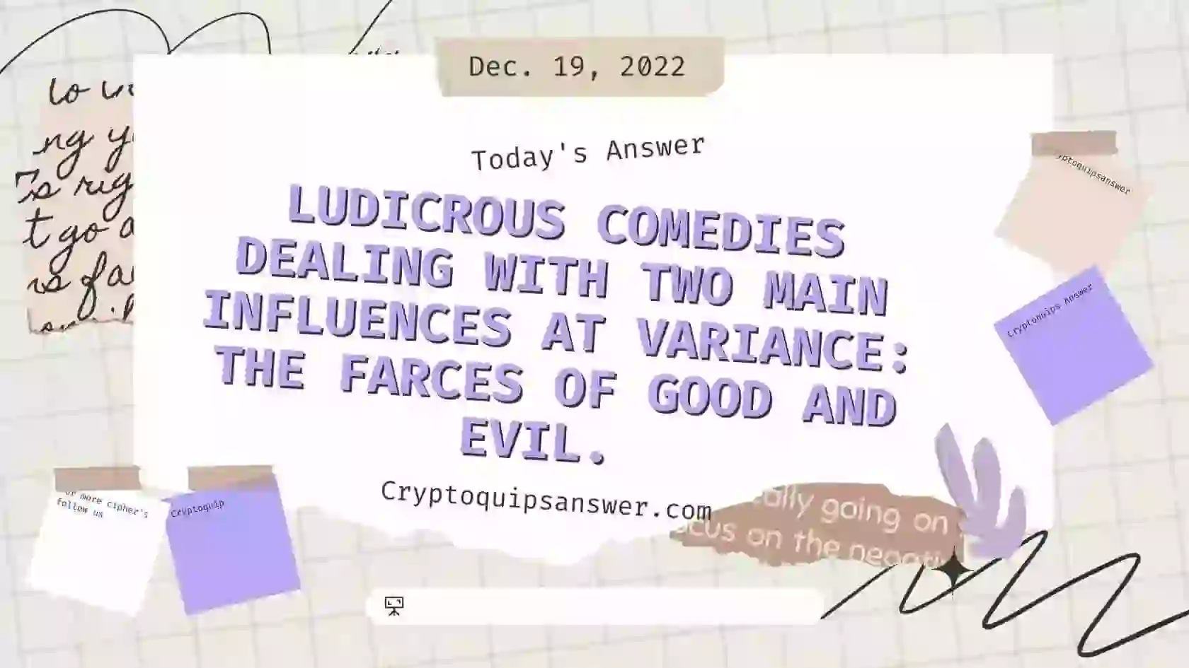 Cryptoquip Answer for Dec. 19, 2022