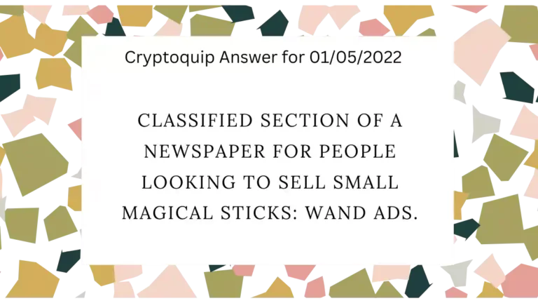 Cryptoquip Answer for 01/05/2023