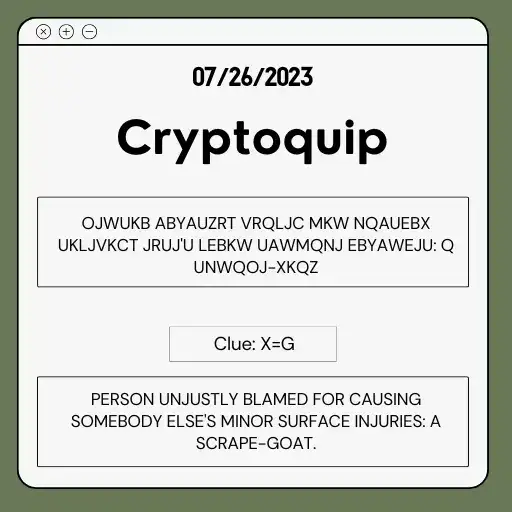 cryptoquip answer july 26 2023