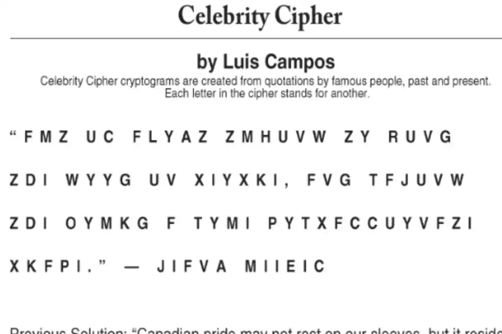 Celebrity cipher today by Luis Campos